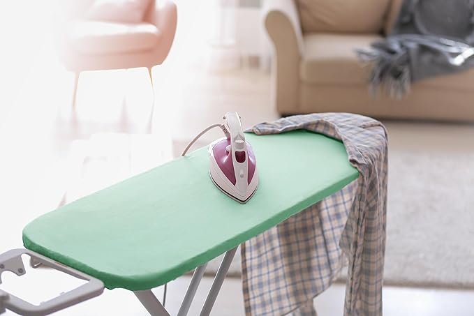 Encasa XO Ironing Board Cover and Pad 49"x18" - 4mm Felt Wide Iron Board Cover with Padding - Heat Resistant, Stain-Safe Dye, Non Slip Elastic Bungee Cord Tightening Iron Table Cover Mint Green