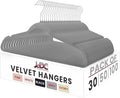 LDC Grey Velvet Hangers 30 Pack - Premium Non-Slip Clothes Coat Pants Felt Hanger for Closet - Heavy Duty Space Saving 360° Swivel Hook Hangars - Grey