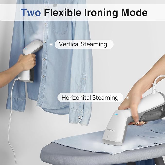 BEAUTURAL Steamer for Clothes,1000W Portable Clothes Steamer with 140ML Water Tank,Quick Wrinkle Removal for All Fabrics, Ideal for Home, Office, Travel