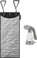 True & Tidy Complete Garment Care Compact Travel Clothes Steamer and XL Over the Door Protective Iron and Steam Press Pad Set (Gray)