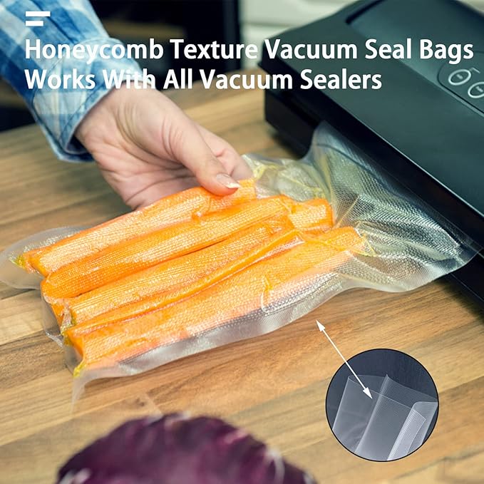 4.7" x 7.8" Vacuum Sealer Bags,Heavy Duty Pre-Cut Design Commercial Grade Food Sealable Bag for Heat Seal Food Storage,Smell Proof Bags Boilsafe to 280°F Freezable, Resizable,Reuseable (100Pcs)
