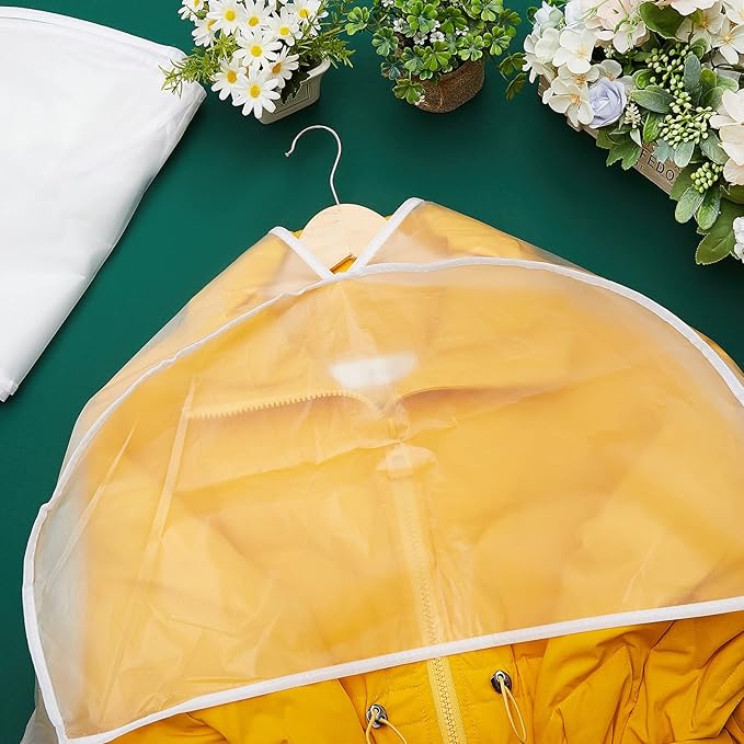 Patelai 8 Pcs 10" Gusseted Shoulder Covers for Hanging Clothes 24" Length x 12" High Plastic Garment Dust Covers Protectors for Closet Storage Suit, Coats, Jackets, Dress Closet Storage(Translucent)