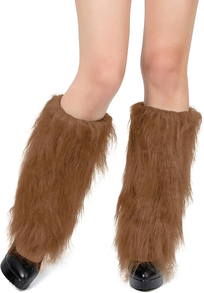 Zando Furry Faux Fur Leg Warmers for Women - Soft Fluffy Legwarmer Winter Boot Cuffs Covers for Daily Halloween Santa Costume