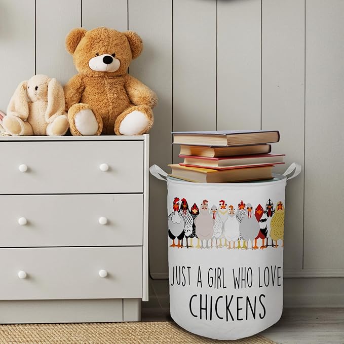 Chicken Gifts for Girls Laundry Basket, Farmhouse Chicken Rooster Waterproof Collapsible Laundry Hamper Dirty Clothes Storage Toy Bin Organizer for Bathroom Bedroom Nursery Girls Kids Room