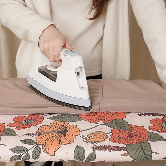 Ironing Board Cover and Pad 15x54, Iron Board Cover with 6mm Thick Felt Padding, Drawstring, Hook and Loop Fasteners, Floral Printed