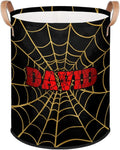 Spider Wed Personalized-Laundry-Hamper-Basket for Kids Custom Name Collapsible Storage Organizer Bin Dirty Clothes Toys Hamper for Boys Nursery in Laundry, Bedroom, Bathroom Blue