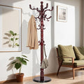 73 in Wood Coat Rack, Coat Rack Freestanding with Stable Round Base, Adjustable Height Tree Coat Racks Stand for Home Bedroom Office Hallway Entryway (Redwood)