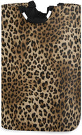 CaTaKu Leopard Brown Collapsible Laundry Baskets, Dirty Clothes Hampers for Laundry, Cheetah Print Large Hamper with Handles, Laundry Room Organization and Storage