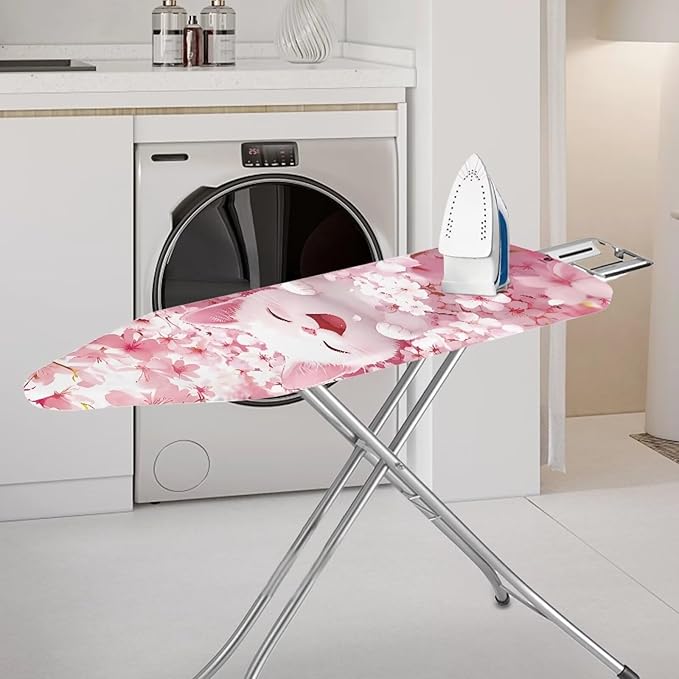 Waterproof Ironing Board Cover Cute Cat Iron Board Cover with Padding 15x54 Inch Standard Size 54x16 inch Pressing Cloth for Ironing (Pink)
