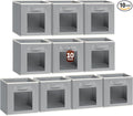 Foldable Storage Cubes - Cubby Storage Organizer with Window, 11 Inch Baskets for Organizing, Collapsible Fabric Storage Cubes for Shelves, Closet, 10 Pack, Grey