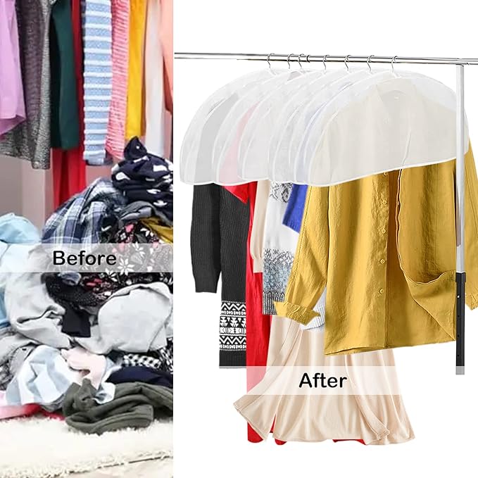 12PCS PEVA Garment Shoulder Covers for Clothes, Breathable Protective Shoulder Cover, Clear Hanging Garment Protectors Dust Covers for Suit, Jackets, Coats, Dress Closet Storage