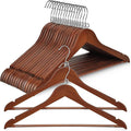 TOPIA HANGER Wooden Hangers 30 Pack, Space Saving Coat Hanger with 360° Swivel Cascading Loop Hook, Non Slip Pants Bar and Shoulder Notches for Camisole, Jacket, Suit (Walnut) -CT74WA30