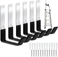 Heavy Duty Steel Garage Hooks,Garage Storage Utility Hooks,Anti-Slip Garage Hooks,Garage Garden Tool Organizer,Steel Wall Mount Hooks, Garden Hose Hanger, Black J Hooks (Large-6PC)