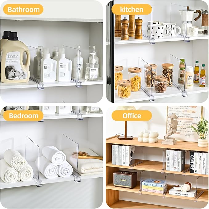 Shelf Dividers，Vertical Purse Organizer for Closet，Thickened and Sturdy Shelf Organizer for Sweater, Shirts, Handbags,8" Tall x 11" (6 Pcs)