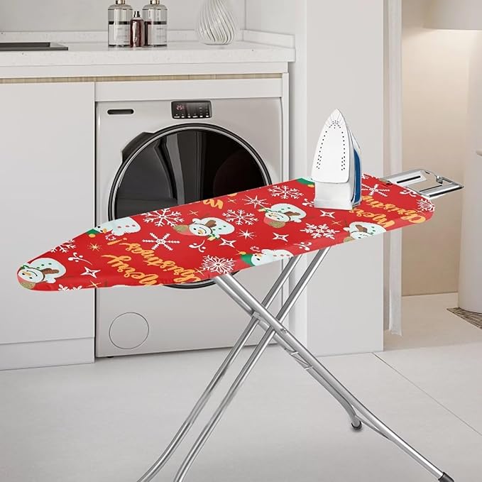 Christmas Snowmen Snowflake Full Size Ironing Board Cover Scratches-Proof Heat Reflective Premium Fabric Cover with Cozy Nose Pocket Suit for Extra Wide 15 x 54 Ironing Boards Decor
