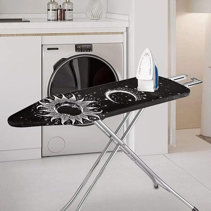 Flashideas Gothic Sun Moon Ironing Board Cover with Elastic Edge Non Stick Scorch Stain Resistant Cover Heavy Duty Iron Pad Covers Standard Boards with Hook and Loop Fastener Strap