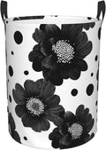 Black Floral Laundry Hamper, Collapsible Storage Basket with Handles for Clothes, Bedroom, Bathroom 19.6 x15.7 Inch