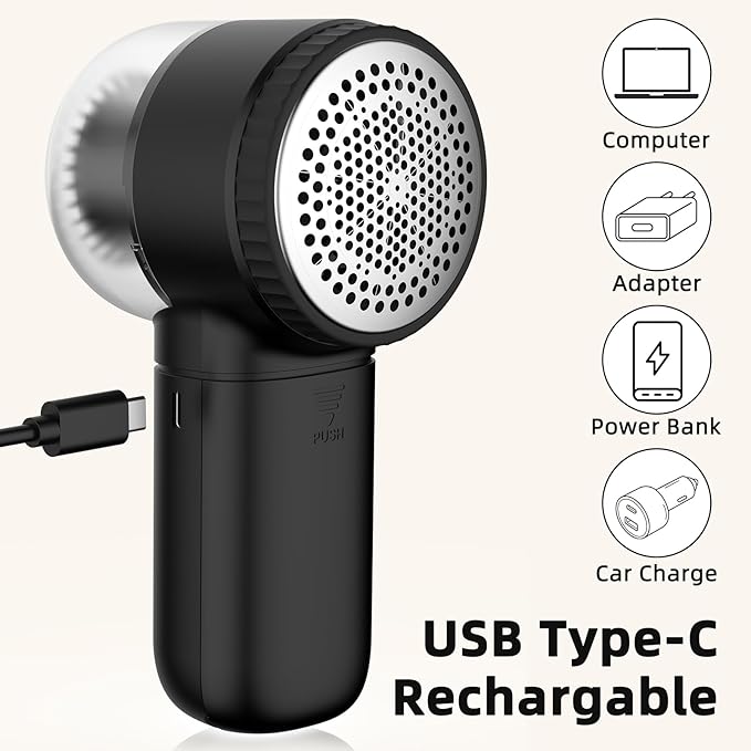Fabric Shaver Electric Lint Remover Rechargeable Sweater Shaver Dual Protection Removable Bin Easy Remove Fuzz Lint Pills Bobbles ETRR001