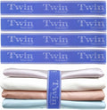 Bed Sheet Organizer Bands, Sheet Set Storage Label Bands, Elastic Bedding Sheet Size Marking Label Bands Straps Wraps for Organizing Linen Closet（Twin 4PCs | Blue）