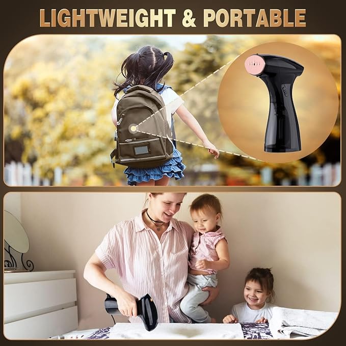 Steamer for Clothes, Handheld Garment Steam Iron for Fabric Wrinkle Remover with Brush for Home, Office and Travel