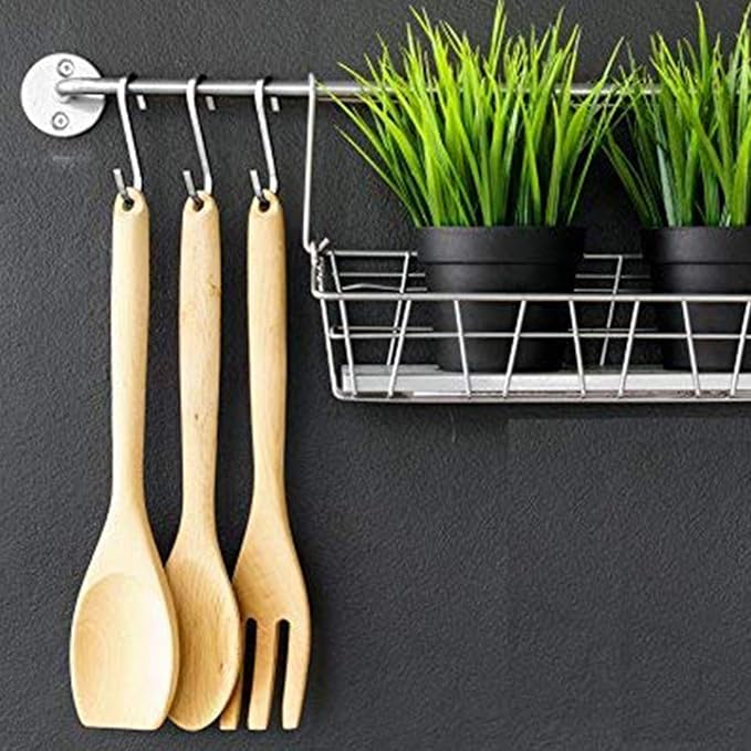 YourGift 15 Pack Flat S Hooks Stainless Steel 3.5 inches S Shaped Hanging Hooks for Kitchen, Bathroom, Bedroom and Office (Large)