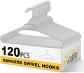 Quality Hangers Heavy Duty Gray Plastic Hangers 40-Pack with Swivel Hook | 7mm Thick Non Slip Coat Hangers with Accessory Bar | Ideal Clothes Hangers Plastic for Everyday Use | 17 Inches (120, Grey)