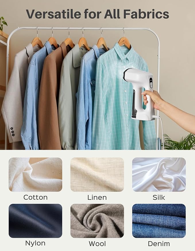 Sweepulire Vacuum Steamer for Clothes, 3500Pa Suction Handheld Clothes Steamer, 3 Modes, LED Display, Portable Travel Steamers for Clothes, Steaming & Ironing 2 In 1, 160ml Water Tank (for 110-120V)