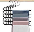 Velvet Hanger for Pants Space Saving- Multi Layer Jeans Trouser Hanger,Myfolrena Open Ended Hanger for Pants Multiple Hangers Closet Organizer for Scarf Jeans Leggings(5-Pack)