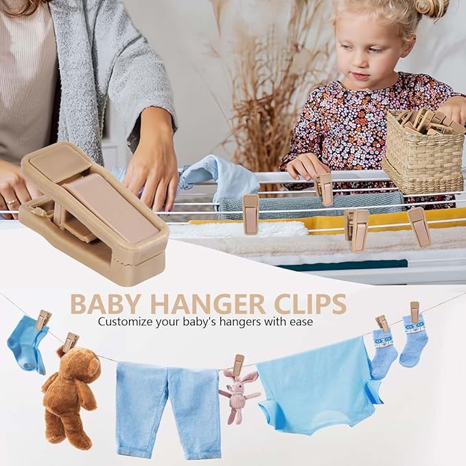 80 Pcs Plastic Baby Hanger Clips Slim-line Finger Clips Set for Clothes Hanger Velvet Hanger (Skin)