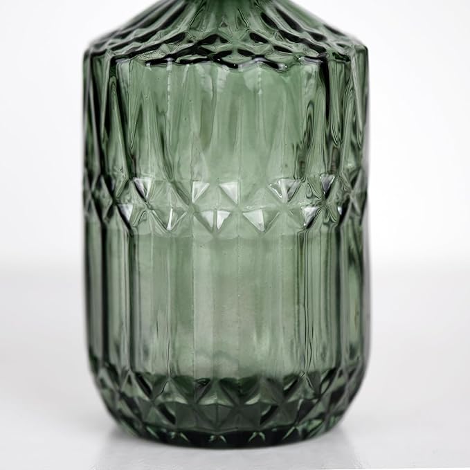18 oz Dark Green Thick Glass Soap Dispenser with Black Rustproof Pump Refillable Bathroom, Kitchen Soap Dispenser for Hand Soap, Detergent, Lotion (Dark Green)