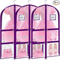 Garment Bags for Dance Costumes - 40 Inch Clear PVC with 5 Zipper Pockets (3 Pack) - Kids Dance Garment Bag for Dancers, Hanging Clothes Storage, Competitions & Travel (‎Clear Purple)