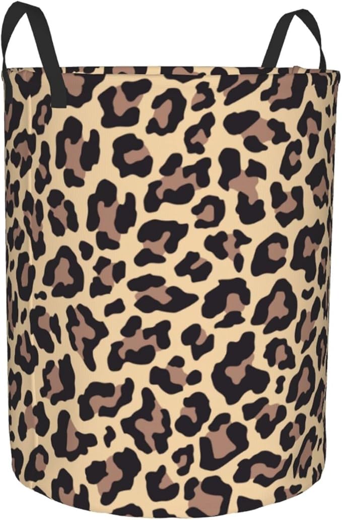 Leopard Print Animal Cheetah Round Laundry Hamper Storage Basket Toys Clothes Organizer Bin For Home Bathroom Bedroom Dorm Nursery, 62l
