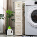 6 Drawers Narrow Storage Cabinet with Wheels,Slim Floor Cabinets,Rolling Organizer Cart for Small Spaces,White