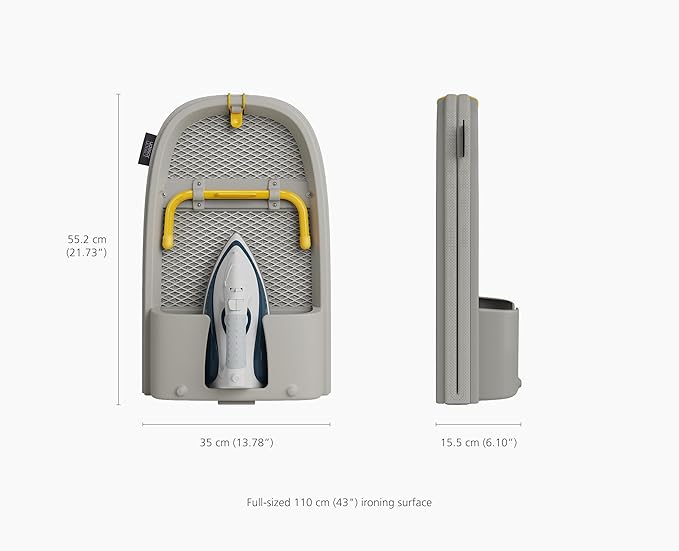Joseph Joseph Pocket Max Portable Folding Tabletop Ironing Board, 43" Surface, Integrated Iron Storage Hook