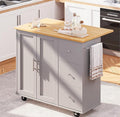 SUNLEI Kitchen Island on Wheels with Storage Cabinet & Foldable Drop Leaf, Rolling Kitchen Table, Cart Handle for Towel Rack, Drop Leaf, Portable Islands for Kitchen (Cement Gray, 39.7-INCH)