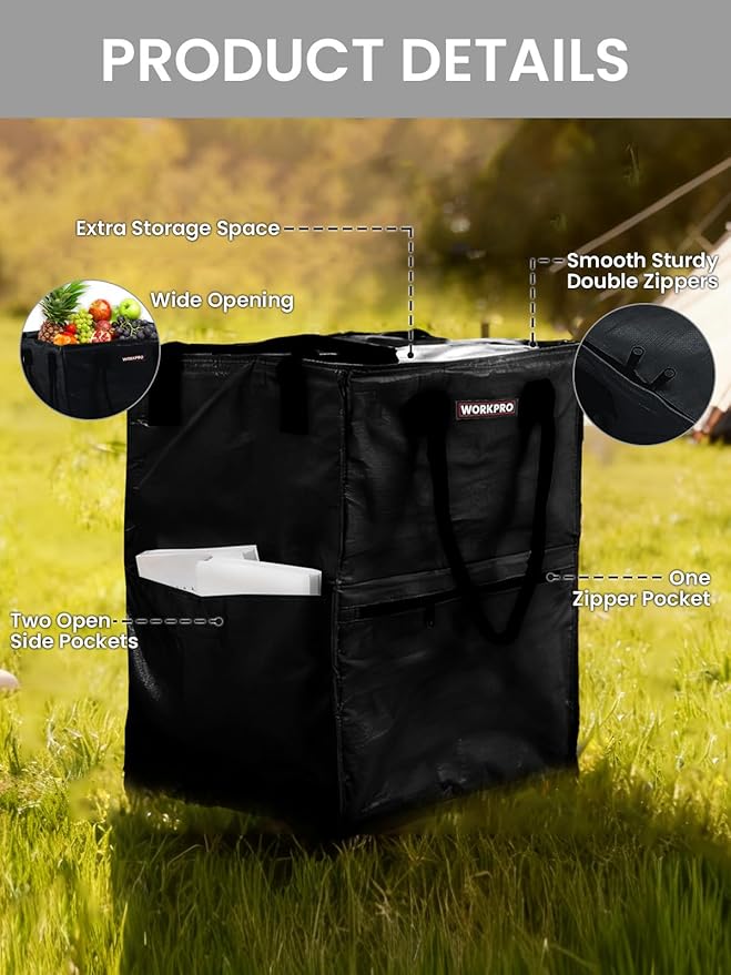 WORKPRO Large Rolling Grocery Bag, 36-Gallon Tote with 5 Wheels, 110 lbs Capacity, Dual Carry, Wide Zipper & Extra Storage for Shopping, Laundry & Moving