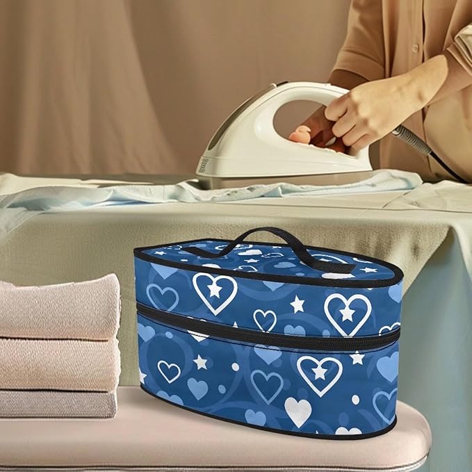 Blue Love Travel Iron Holder Case Iron Accessories Dust-Proof Iron Protective Cover Portable Storage Bag for Travel Carrying Bags for Clothing Lover,Bag Only