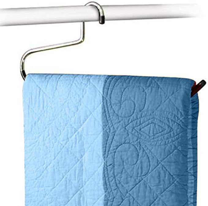 BuyDBest Stainless Steel Heavy Duty Hangers Set of 9 for Blankets and Towels Closet or Bathroom Storage Hangers Heavy Duty Metal Over The Rod Holder for Throws Sheets and Linens