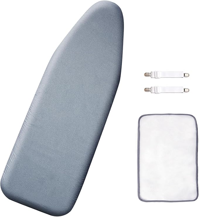 SheeChung 14"x42" Over The Door Ironing Board Cover,Thick Iron Covers with Fastener Straps & Pull Bungee Cord,Durable Scorch & Stain Resistant Padded Door Ironing Board Cover