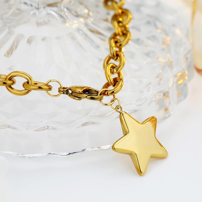 Chunky Gold Necklace for Women Gold Evil Eye Cowboy Pendant Necklace Dainty Paperclip Chain Vintage Luck Amulet Choker Necklaces Celestial Jewelry Gift