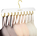 Bra Hanger for Closet Organizers and Storage | Space Saving Wooden Hanger | 20 Steel Hooks for Tank Tops, Camis, Hats, Lingeries, Belts, Ties, Scarfs Holder| 360° Rotating Non-Slip (1, White)