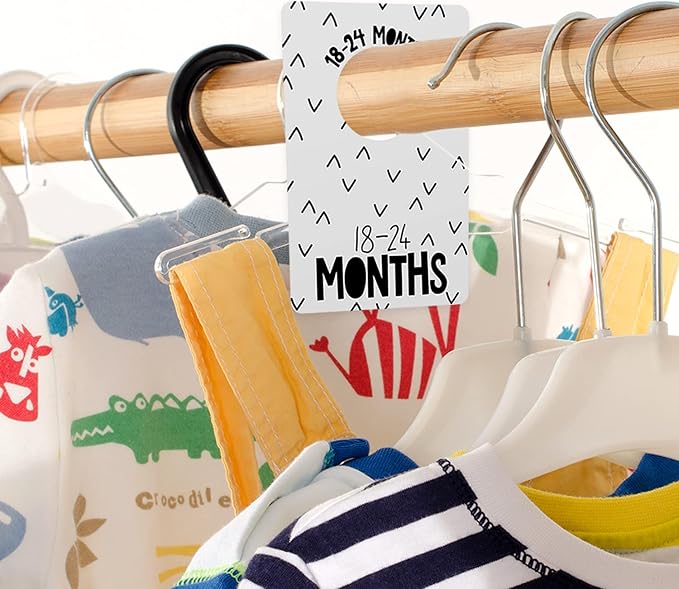 Canopy Street Gender Neutral Closet Baby Clothing Dividers/Modern Pattern Closet Organizers for Newborn to 4T Clothes / 4" x 6" Gray Nursery Wardrobe Dividers