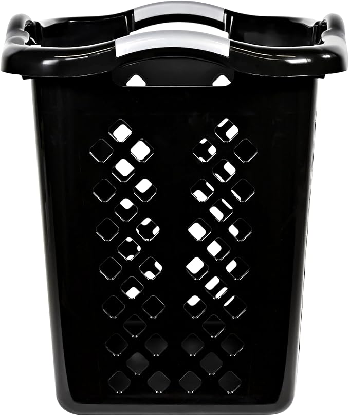2 Bushel Plastic Lamper Laundry Basket, Black, Adults and Tweens