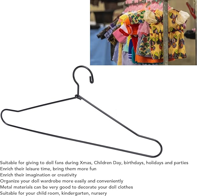 10Pcs Metal Doll Clothes Hangers, Doll Dress up Storage Clothes Organizer Rack, Doll Hangers Accessories (150mm)