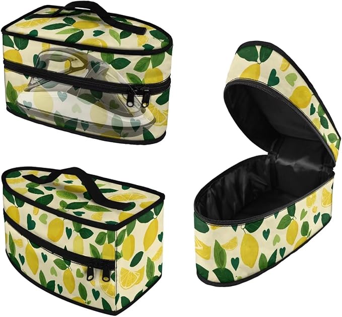 Lemon Print Steam Iron Case Travel Iron Organizer Handheld Steamer Holder with Handle Waterproof Travel Accessories, Case Only