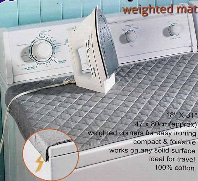 Dependable Industries Inc. Essentials Ironing Board Pad to Use Anywhere Quilted Magnetic Corners Iron Anywhere Travel Home with Silicone Heat Resistant Iron Rest Pad (Green)