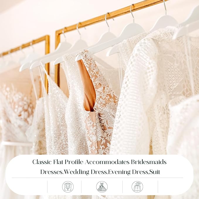 White Wooden Hangers - 20 Pack - Durable & Ideal for Everyday Use & Wedding