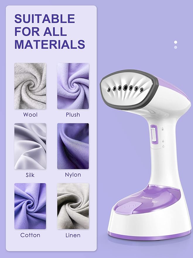 Steamer for Clothes, Folding Handheld Design Garment Wrinkles Remover, 20g/min Strong Penetrating Steam, 25-Sec Fast Heat-up, for Home, Office and Travel (Pink)