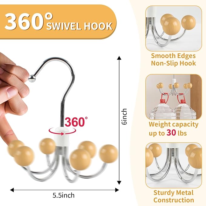2 Pack Hoodie Hanger for Organizer 360° Swivel Closet Hooks for Belt, Space-Saving Hanger Bra Storage, Accessorise Organizer for Tie, Hat, Tanktop, Scarf, Purse