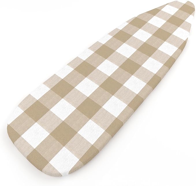Encasa XO Ironing Board Cover and Pad 49"x18" - 4mm Felt Wide Iron Board Cover with Padding, Stain-Safe Dye, Non Slip, Elastic Bungee Cord Tightening, Heat Resistant Buffalo Beige